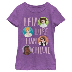 Girl's Star Wars: Galaxy of Adventures Leia Luke Han Chewie T-Shirt - 1 of 4