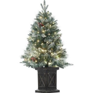WhizMax 3 Ft Small Prelit Snow Flocked Christmas Tree, Tabletop Christmas Tree with 78 Warm White Lights, Battery Box for Home, Office Decoration - 1 of 1