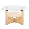 PAGED Modern U-Shaped 2-Tier Wooden Round Coffee Table with Clear Glass Top,Minimalist Design Tea Table Center Table for Living Room,Bedroom - 2 of 4