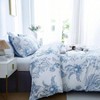 Floral Duvet Cover Queen Size, 3 Pieces, White and Blue, Breathable, Zipper Closure - 3 of 4
