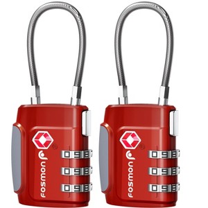 Fosmon 2 Pack TSA Approved Luggage Lock, 3 Digit Combination Lock Easy to Set Luggage Cable Lock, Travel TSA Locks for Luggage Suitcase Backpack, Red - 1 of 4