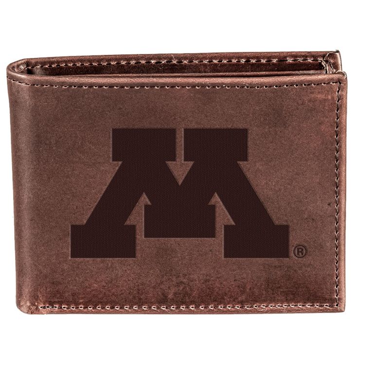 Evergreen NCAA Minnesota Golden Gophers Brown Leather Bifold Wallet Officially Licensed with Gift Box, 1 of 2