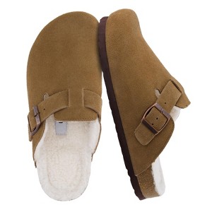 CUSHIONAIRE Women's Hana Cork footbed clog with Genuine Leather upper, Faux Fur lining, and +Comfort - 1 of 4
