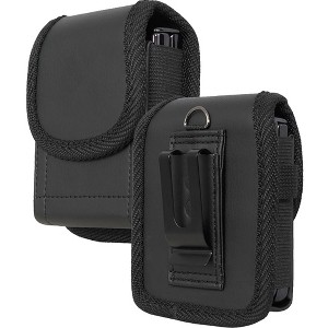 Nakedcellphone Case-Compatible Pouch for Samsung Galaxy Z Flip 7 and Motorola RAZR Series - (Metal Clip, Belt Harness, Magnetic Closure) - Black - 1 of 4