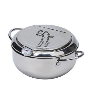 20cm Stainless Steel Tempura Fryer ¨C 304-Grade, Japanese-Style Deep Fry Pan with Lid & Thermometer - 1 of 4