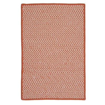 Colonial Mills Outdoor Houndstooth Tweed Braided Rug, Orange 4'x6', Rectangle Shape