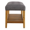 TiramisuBest Vintage Semi-Circle End of Bed Bench, Upholstered Bedroom Entryway Bench with Tufted Velvet-Touch Fabric & Rubberwood Legs, Gray - 3 of 4