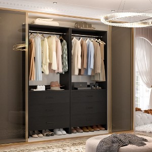 Aheaplus 24'' Freestanding Closet Organizer System with Hanging Rods and Drawers - 1 of 4