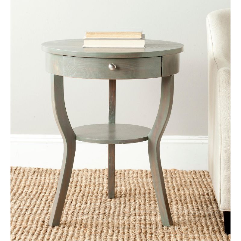 Kendra Round Pedestal End Table with Drawer  - Safavieh, 2 of 5
