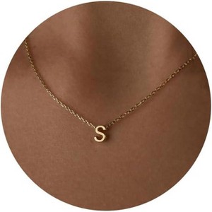 Dainty 14K Gold Plated Personalized Initial Choker: Tiny Letter Pendant for Women, Simple Elegant Gift - 1 of 4