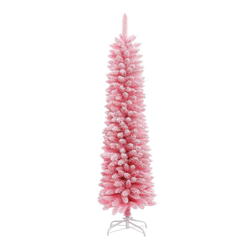 LuxenHome 6' Pencil Slim Artificial Pink Christmas Tree, 2 of 15