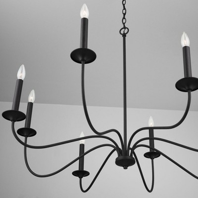 Elegant Black Iron 8-Light Taper Candle Chandelier