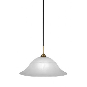 Toltec Lighting Paramount 1 - Light Pendant in  Matte Black/Brass with 20" White Marble Shade - 1 of 1