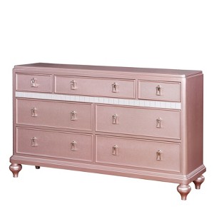 Coleman 7 Drawer Dresser Rose Gold - ioHOMES, Classic Pink