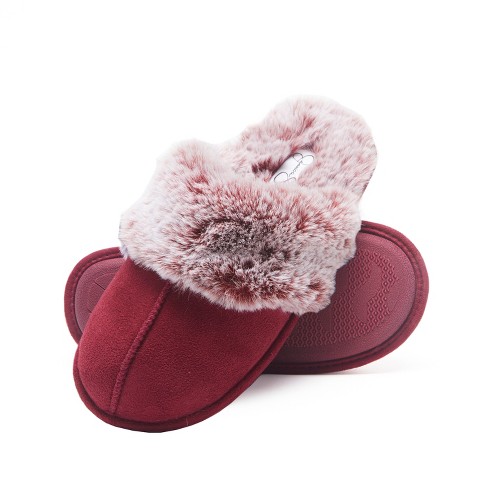 Jessica Simpson Womens Micro-Suede Scuff Slipper - Burgundy/Medium