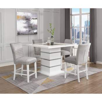 19" Elizaveta Accent Chair Gray Velvet White High Gloss Finish - Acme Furniture