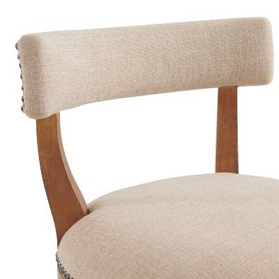 Weathered Brown and Beige Leather Swivel Counter Stool