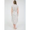 August Sky Women's Stripe Button Down Collared Belted Shirt Dress - 2 of 4