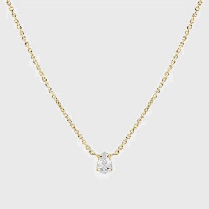 Hollywood Sensation 18K Gold Plated Sterling Silver Dainty Cable Chain Necklace with AAAAA Pear Cut Cubic Zirconia Pendant 16 InchesGold - 1 of 3