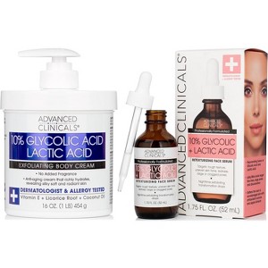 Advanced Clinicals Glycolic Acid Face Serum + Body Lotion Skin Care Set of Two - 1 of 4