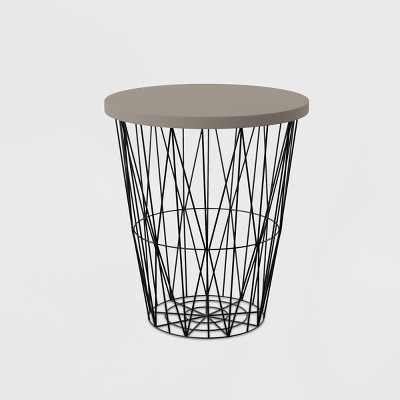 Rosin Patio Accent Table - Cement Gray with Black - Aiden Lane