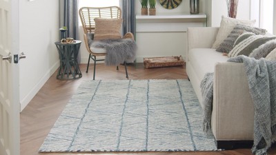 Artisanal Grey and White Hand-Tufted Wool Rectangular Area Rug, 8'3" x 11'6"