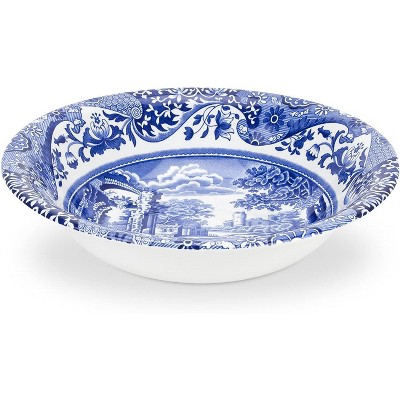 Spode Blue Italian Ascot 8-Inch Cereal Bowl - Decorative Earthenware Dinnerware with Scenic Border Design