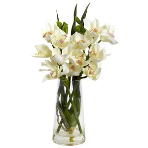 Artificial Orchid Plant with Vase  Home Decor Flowers Arrangement  Realistic Faux Orchid Bonsai for Table - 1 of 4
