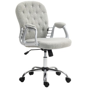 Button Tufted Desk Chair, Home Office Chair with Padded Armrests, Adjustable Height and Swivel Wheels - 1 of 4