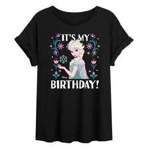 Women's - Disney - Elsa It's My Birthday Oversized Graphic T-Shirt - 1 of 4