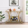 Vynxaria Bar Serving Carts, Golden 3-Tier Wine Rack Cart with Glass Shelves - 3 of 4