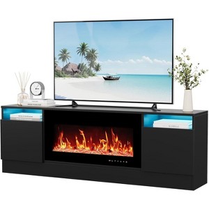 70-inch 2-in-1 Media Console with Electric Fireplace Insert - Water-Resistant Engineered Wood, Enclosed & Open Storage, Built-in Cable Management - 1 of 4