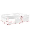 High Guardrails Enhanced Safety Design Floor Bed,Low Ground Design Platform Beds,Natural Solid Pine Wood Full Bed-Cuddlewood - 4 of 4