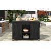VYNXARIA Outdoor Kitchen Island: Black Fir Wood with Stainless Steel Top & Ample Storage - 2 of 4