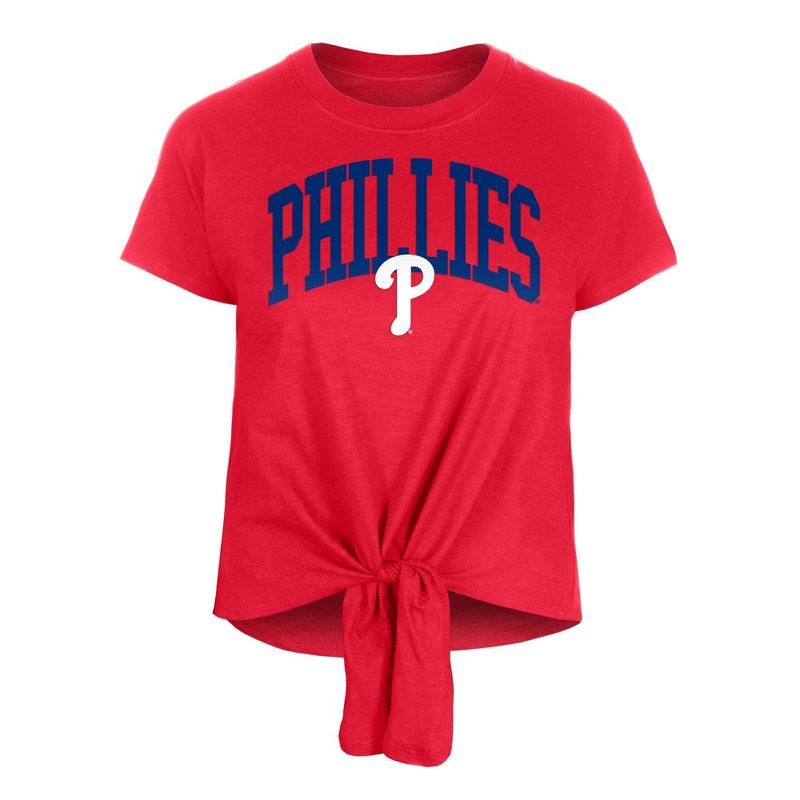 MLB Philadelphia Phillies Women&#39;s Front Knot T-Shirt, 1 of 7