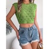 Women's 2025 Summer Tank Tops Sleeveless Cropped Ribbed Knit Crochet Hollow Out Shirts - 2 of 4