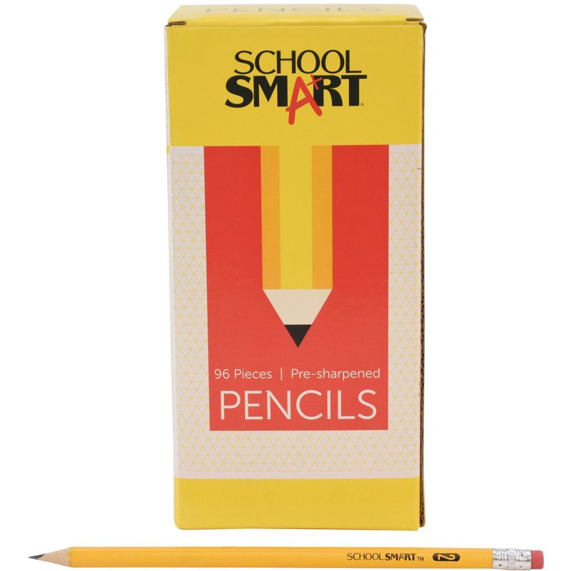 School Smart No 2 Pencils, Pre-Sharpened, Hexagonal with Latex-Free Erasers, Pack of 96, 3 of 5