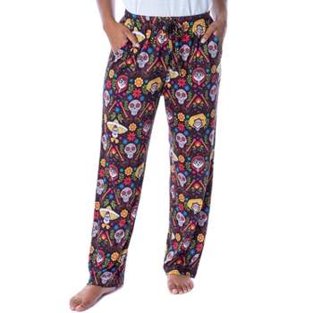 Disney Womens' Coco Skull Family Day of the Dead All Over Pajama Pants Black