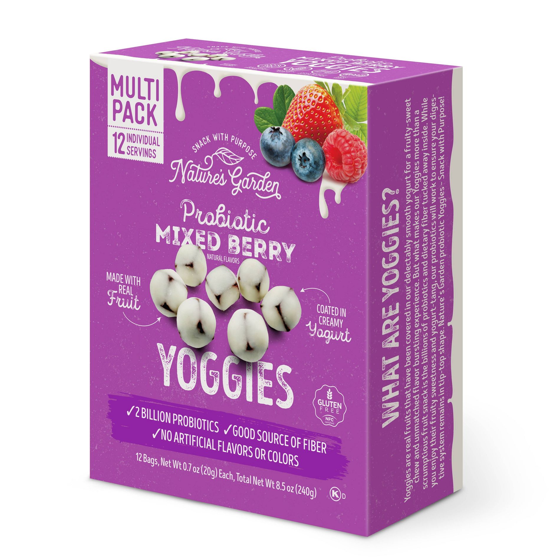 Nature's Garden Snacks Probiotic Yoggies Fruit Snacks Mixed Berry - 8.5oz/12ct