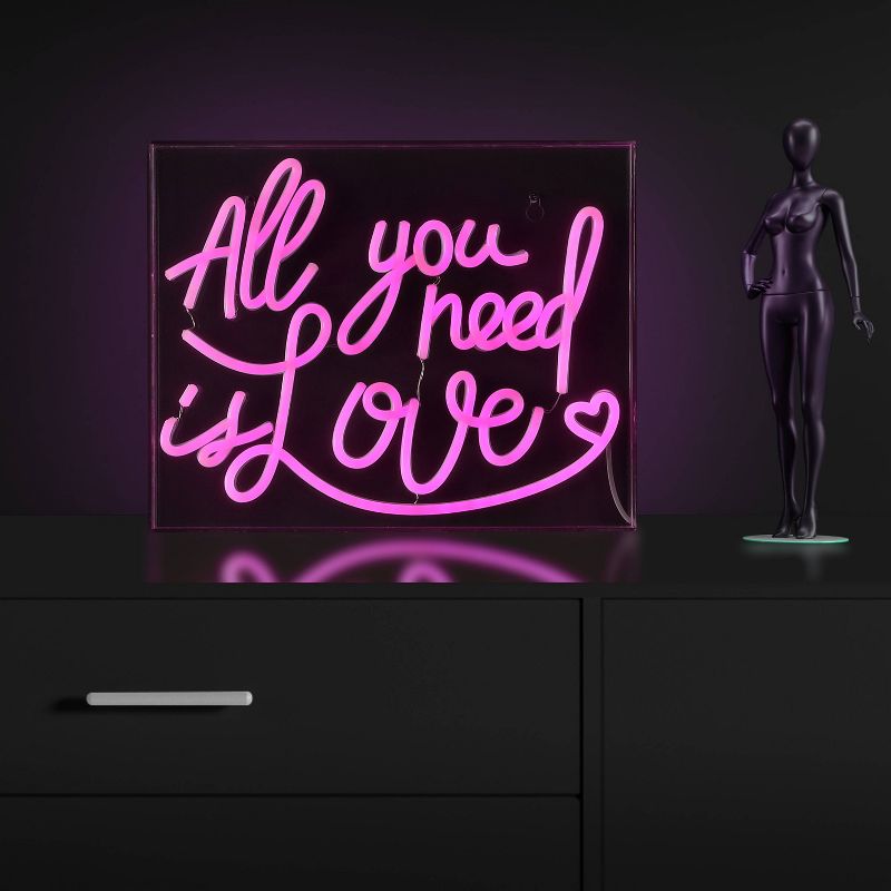 13.7&#34; X 10.9&#34; All You Need is Love Contemporary Glam Acrylic Box USB Operated LED Neon Light Pink - JONATHAN Y, 3 of 7