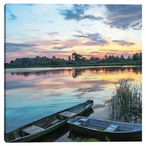 30" x 30" Lakeside Sunset by Studio Arts Unframed Wall Canvas - Masterpiece Art Gallery: Modern Nature Scene for Home Decor - 1 of 4