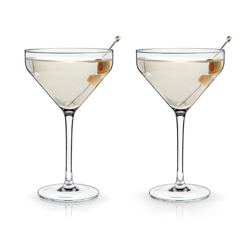 Viski Angled Martini Glasses, Set of 2, Holds 9 oz, Lead-Free Crystal, Stemmed Cocktail Barware, 4 of 8
