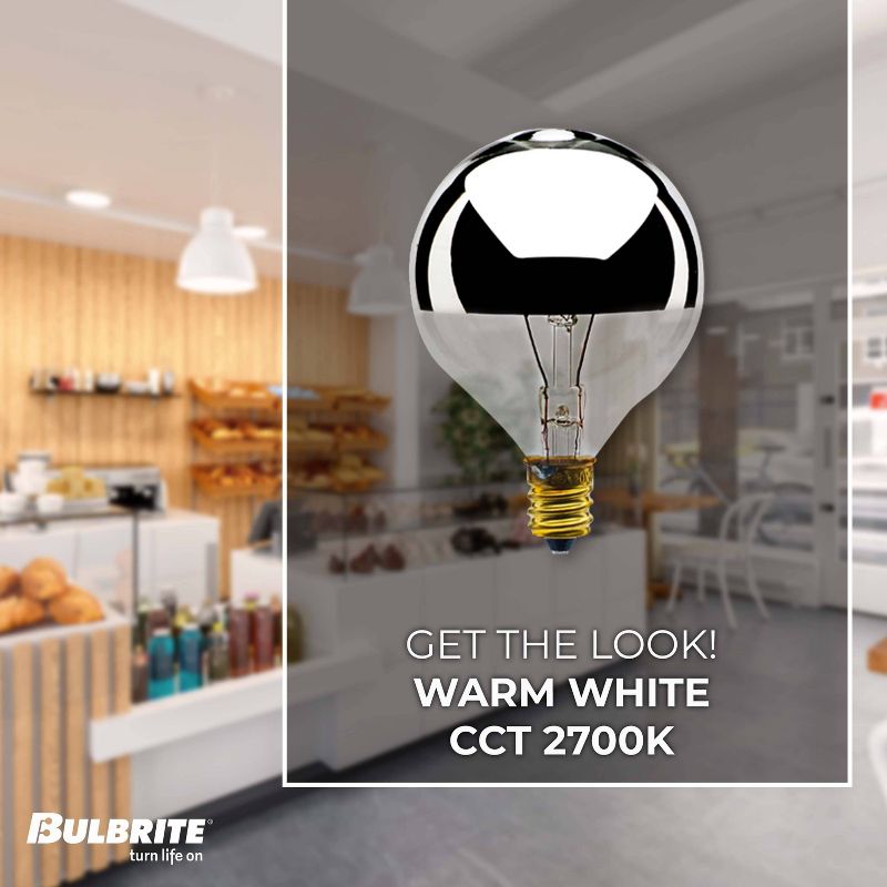 Bulbrite Set of 2 40W G16.5 Incandescent Dimmable Light Bulbs Warm White 2700K E12, 4 of 8