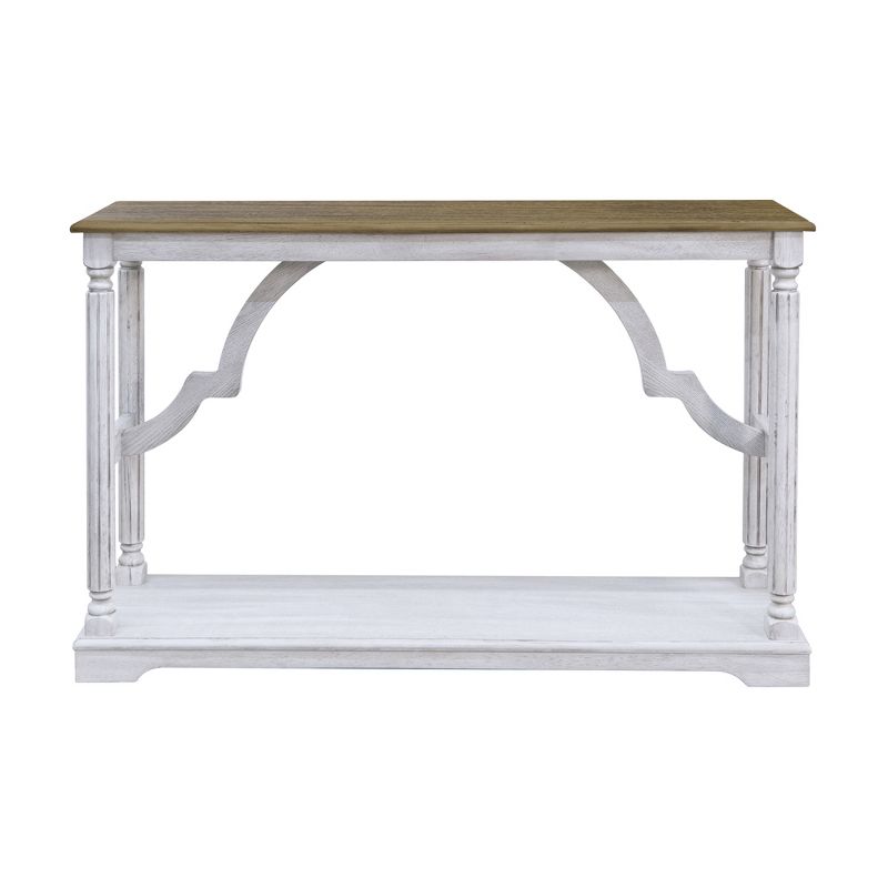 Galano Delroy 45.9 in. Spray Paint Rectangular Solid Wood Console Table in White and Oak, White, Oak, 3 of 12