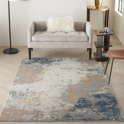 Abstract Textured Impressions 5' x 7' Easy-Care Synthetic Rug in Grey