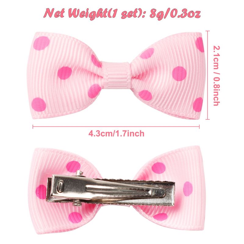 Unique Bargains Cute Dogs Cats Puppies Bows Pink Dog Hair Bows with Dots Pattern Grooming Barrette Clip Accessories 5 Pcs, 4 of 9