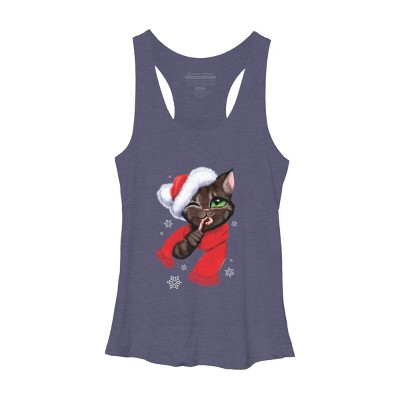 Women's Design By Humans Christmas cat By POLINART Racerback Tank Top