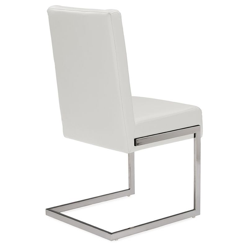 Set of 2 Toulan Modern & Contemporary White Faux Leather Upholstered Stainless Steel Dining Chairs - Baxton Studio: Kitchen, No Assembly Required, 5 of 7