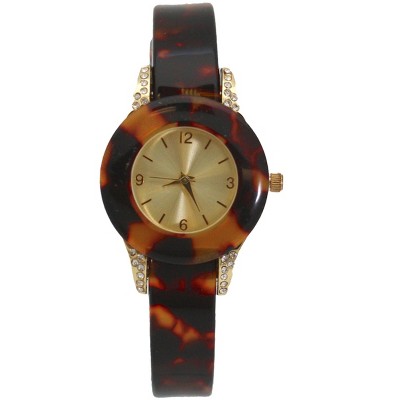 OLIVIA PRATT RHINESTONE TORTOISE BANGLE WATCH