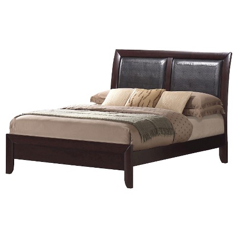 Claire Bed With Faux Leather Sleigh Headboard Full Rich Espresso